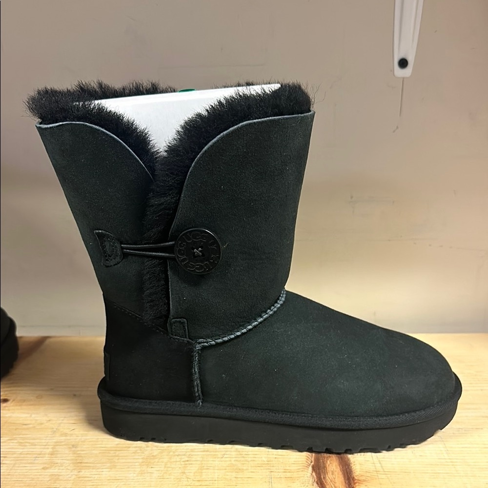UGG Black Bailey Button Shearling Boots